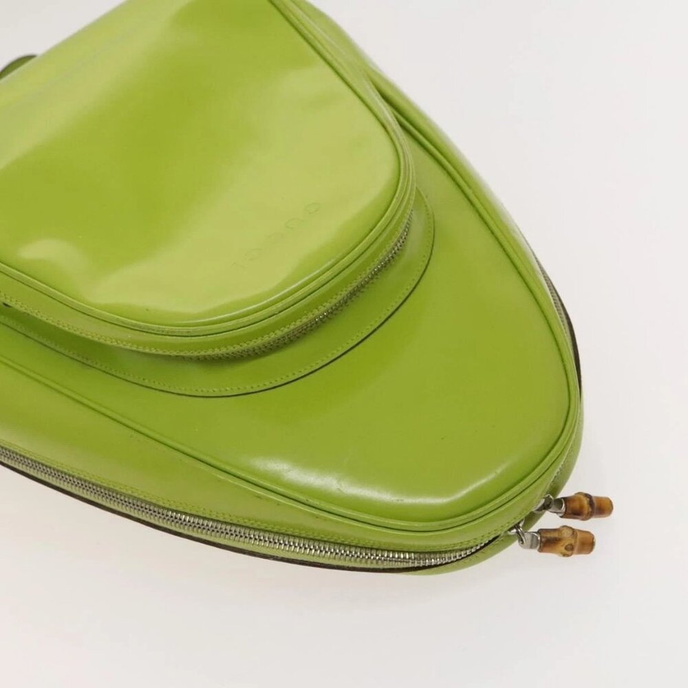 GUCCI Bamboo Body Bag Patent leather Green - Picture 6 of 16